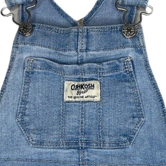 Oshkosh Dress Girls 24 Months‎ Navy Blue Denim White Eyelet Skirt Overalls Boho - Picture 3 of 7
